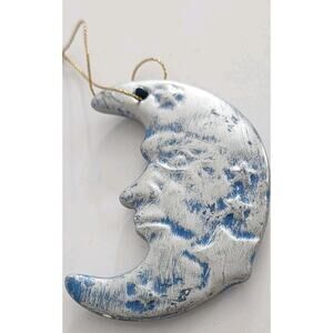 Blue Silver Half Celestial Moon Stars Christmas Tree Ornament